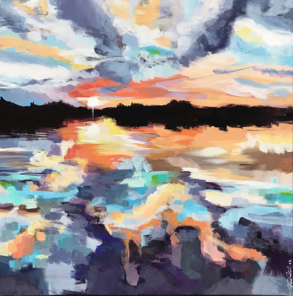 Lakescape no 7 20”x20” acrylic on canvas